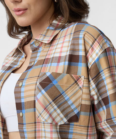 Plaid Maple Women Boyfriend Shirts