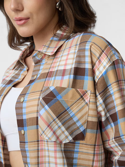 Plaid Maple Women Boyfriend Shirts
