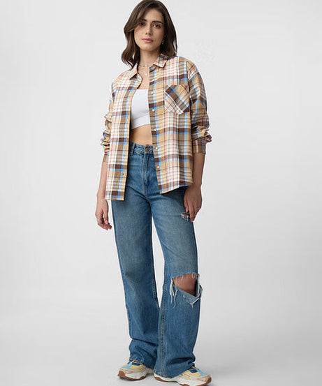 Plaid Maple Women Boyfriend Shirts