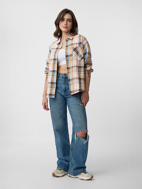 Plaid Maple Women Boyfriend Shirts