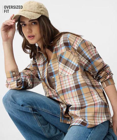 Plaid Maple Women Boyfriend Shirts