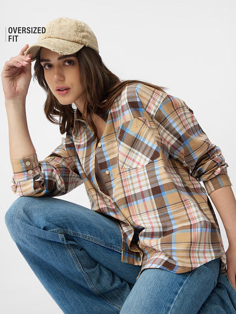 Plaid Maple Women Boyfriend Shirts