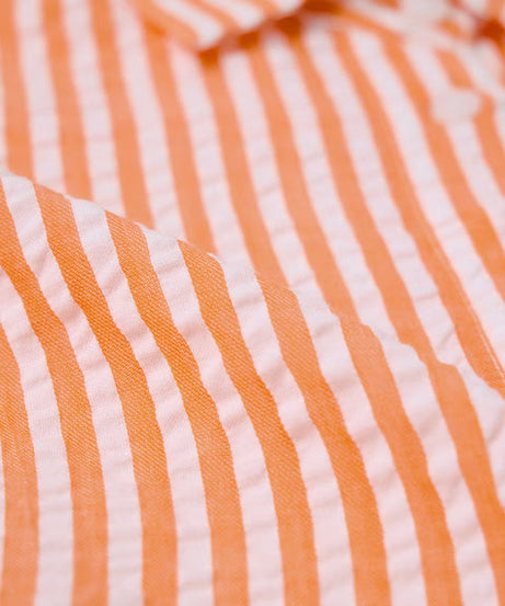 Textured Stripes Tangerine Women Cropped Shirts
