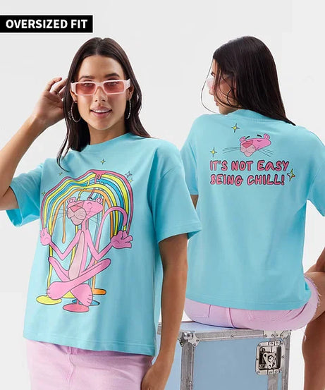 Pink Panther The Art Of Chilling Women Oversized T-Shirts