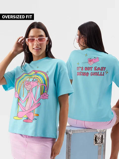 Pink Panther The Art Of Chilling Women Oversized T-Shirts