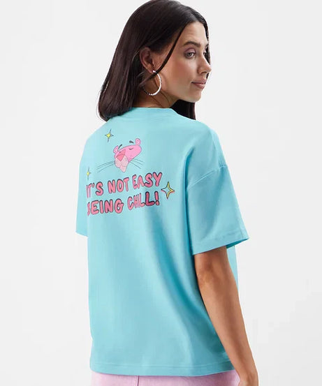 Pink Panther The Art Of Chilling Women Oversized T-Shirts