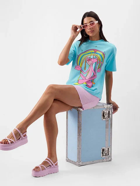 Pink Panther The Art Of Chilling Women Oversized T-Shirts