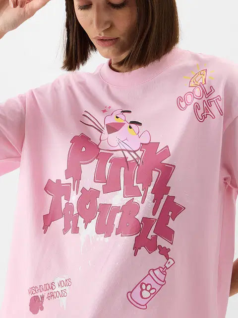 Pink Trouble Women Oversized T-Shirts