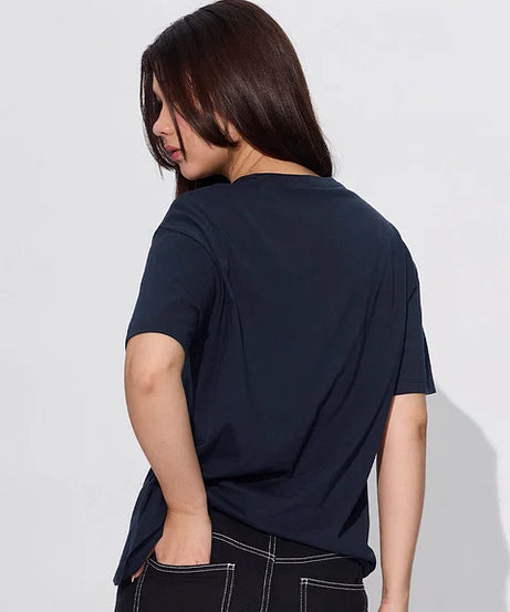 Solids Navy Women Oversized T-Shirts