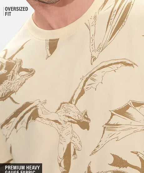 House Of Dragon Triple Dragon Oversized T-Shirts