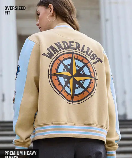 Wanderlust Life Women Oversized Varsity Jackets
