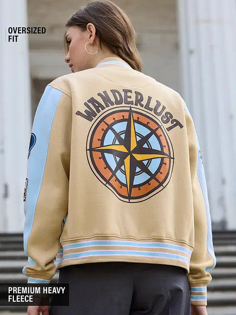 Wanderlust Life Women Oversized Varsity Jackets