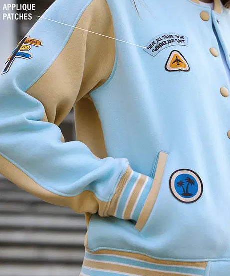 Wanderlust Life Women Oversized Varsity Jackets