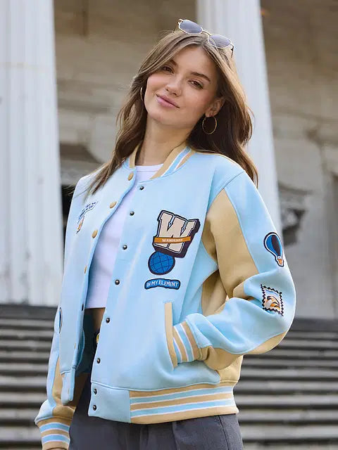 Wanderlust Life Women Oversized Varsity Jackets