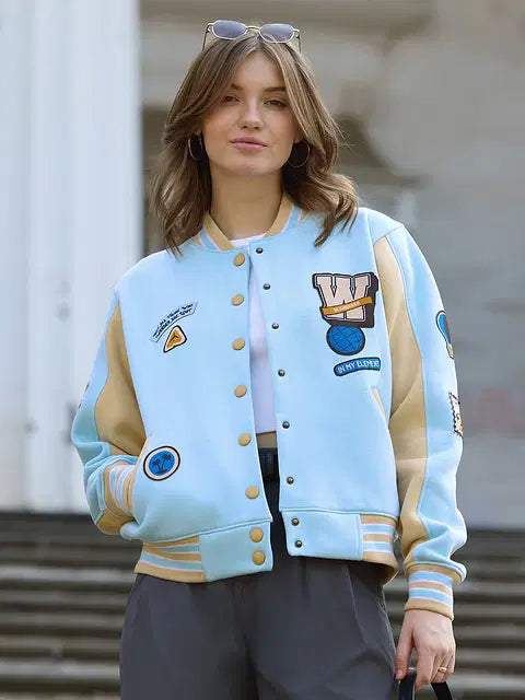 Wanderlust Life Women Oversized Varsity Jackets