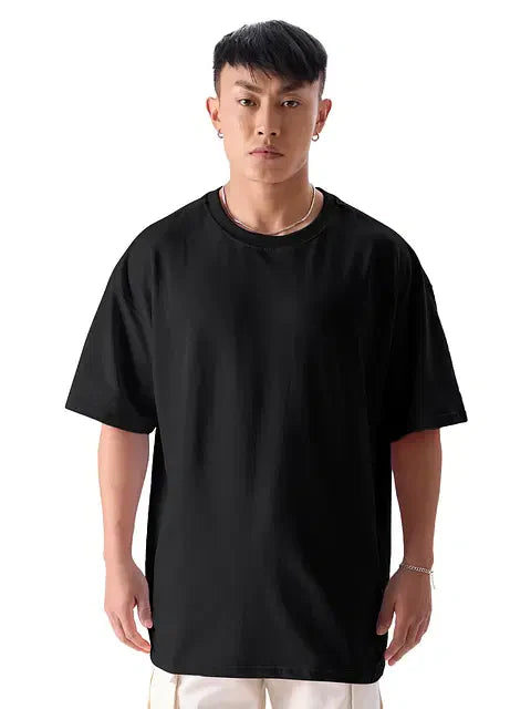 Solids Carbon Black Oversized T-Shirts