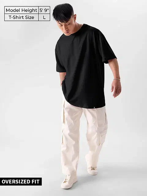 Solids Carbon Black Oversized T-Shirts
