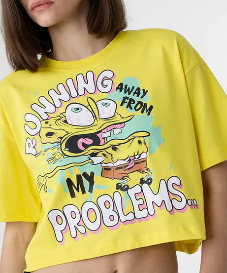 Running Away Women Oversized Cropped T-Shirts