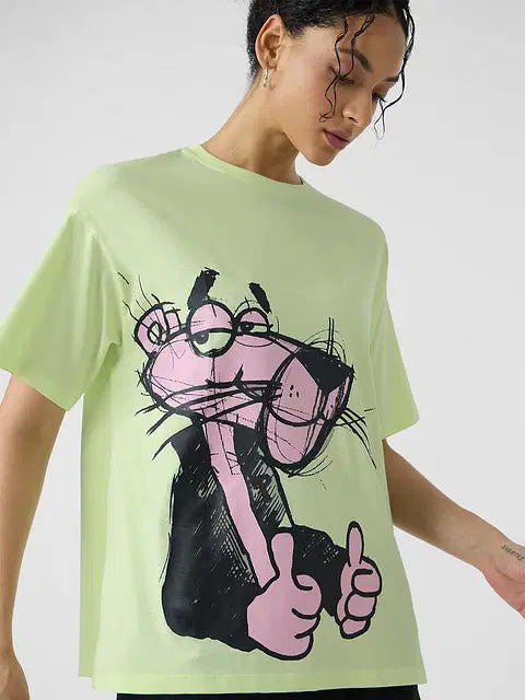 Pink Panther Thumbs Up Women Oversized T-Shirts