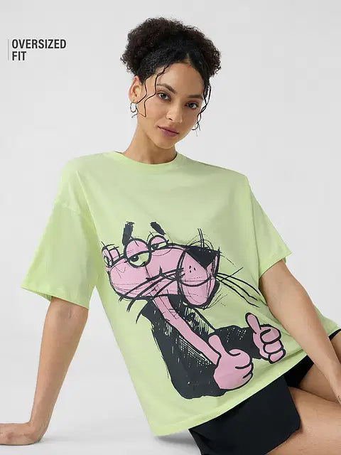 Pink Panther Thumbs Up Women Oversized T-Shirts