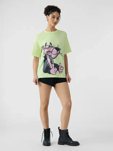 Pink Panther Thumbs Up Women Oversized T-Shirts