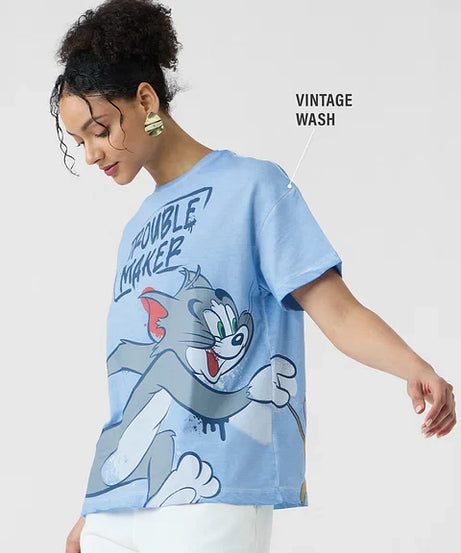 Tom & Jerry Troublemaker Women Oversized T-Shirts