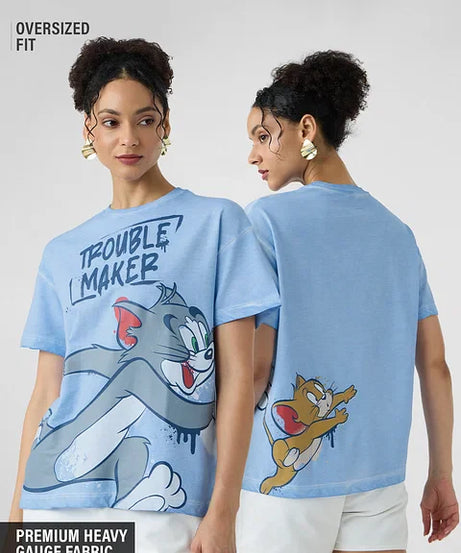 Tom & Jerry Troublemaker Women Oversized T-Shirts