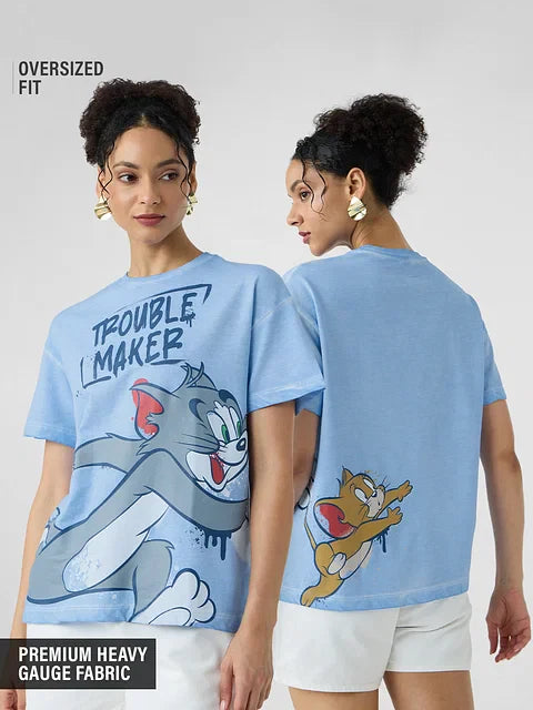 Tom & Jerry Troublemaker Women Oversized T-Shirts