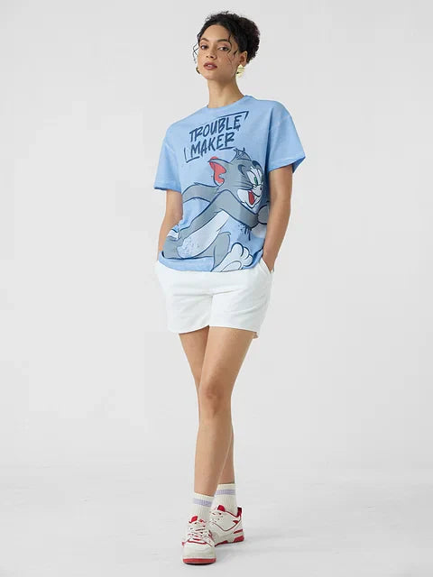 Tom & Jerry Troublemaker Women Oversized T-Shirts