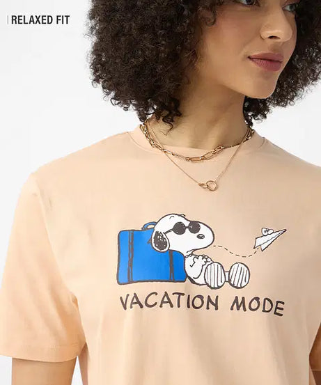 Peanuts Vacation Mode Women Relaxed Fit T-Shirts