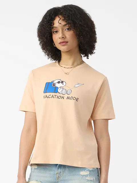 Peanuts Vacation Mode Women Relaxed Fit T-Shirts
