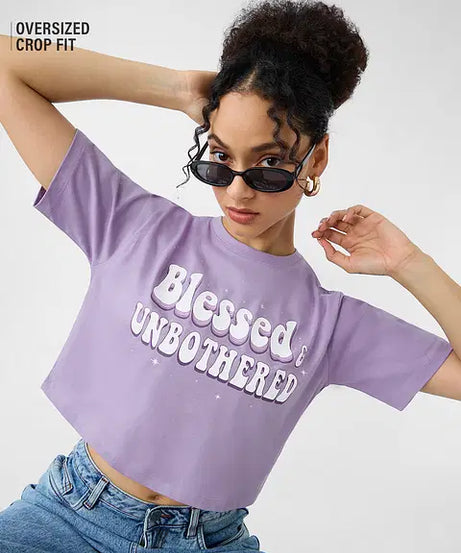Blessed And Unbothered Women Oversized Cropped T-Shirts