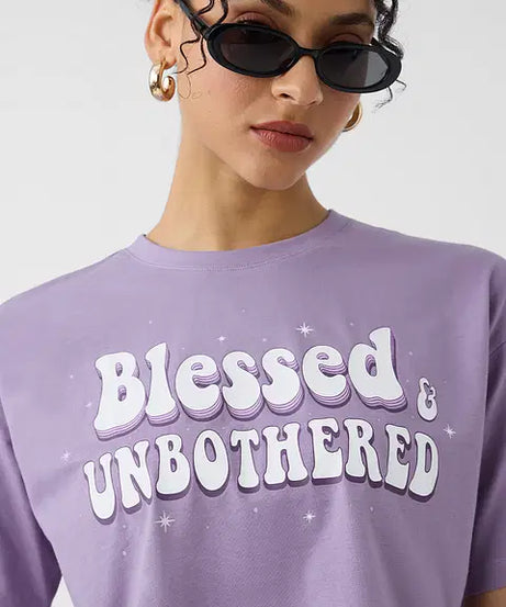 Blessed And Unbothered Women Oversized Cropped T-Shirts