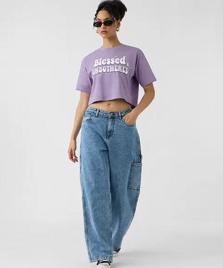 Blessed And Unbothered Women Oversized Cropped T-Shirts