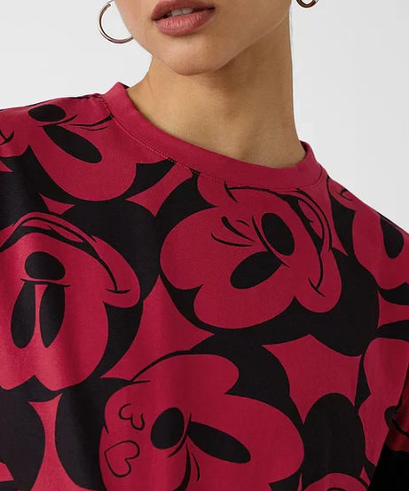 Disney Mickey Faces Women Oversized Cropped T-Shirts