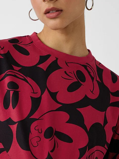 Disney Mickey Faces Women Oversized Cropped T-Shirts