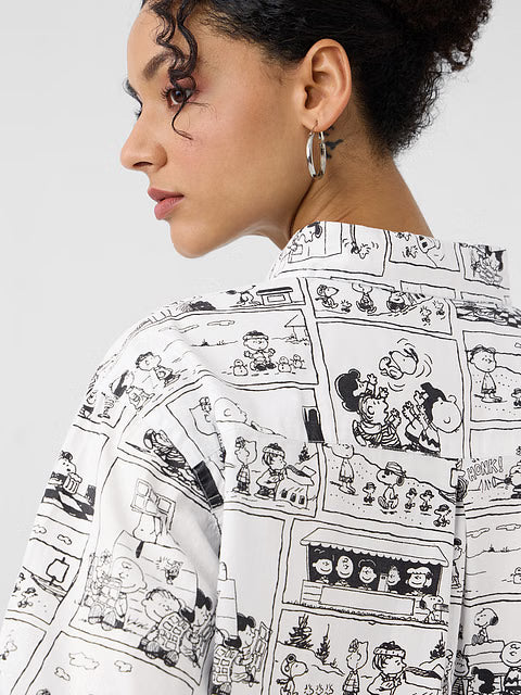 Peanuts Comic Print Women Boyfriend Shirts