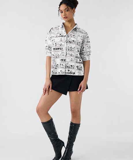 Peanuts Comic Print Women Boyfriend Shirts