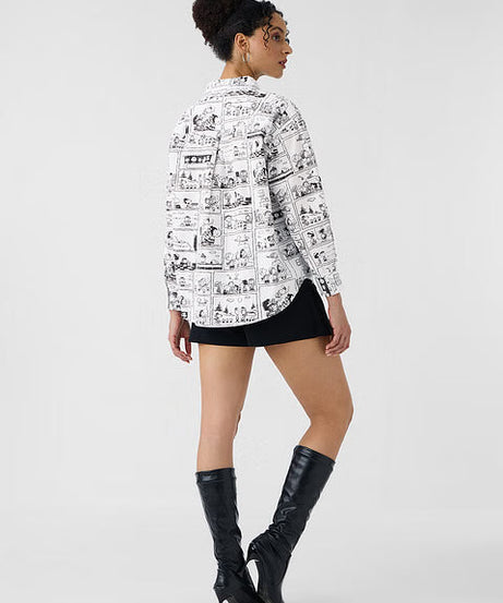 Peanuts Comic Print Women Boyfriend Shirts