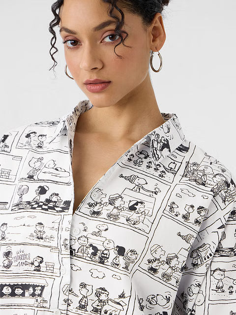 Peanuts Comic Print Women Boyfriend Shirts