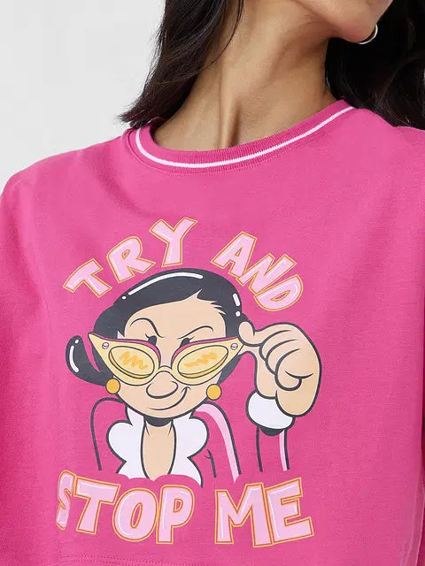 Try And Stop Me Women Oversized Cropped T-Shirts