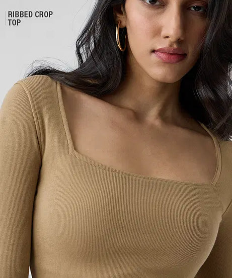 Ribbed Top Rich Black Women Cropped Tops