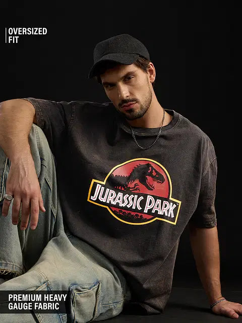 Jurassic Park Logo (Vintage Wash) Oversized T-Shirts