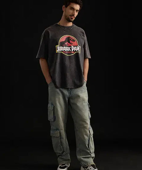Jurassic Park Logo (Vintage Wash) Oversized T-Shirts