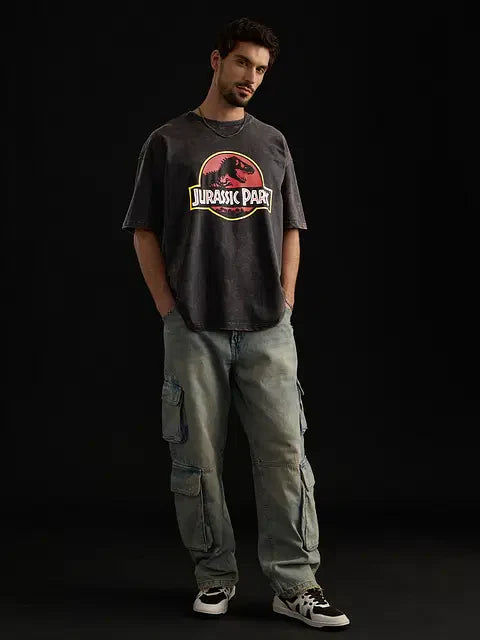 Jurassic Park Logo (Vintage Wash) Oversized T-Shirts