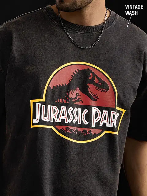 Jurassic Park Logo (Vintage Wash) Oversized T-Shirts