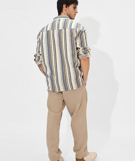 Stripes Blue Dune Men Textured Shirts