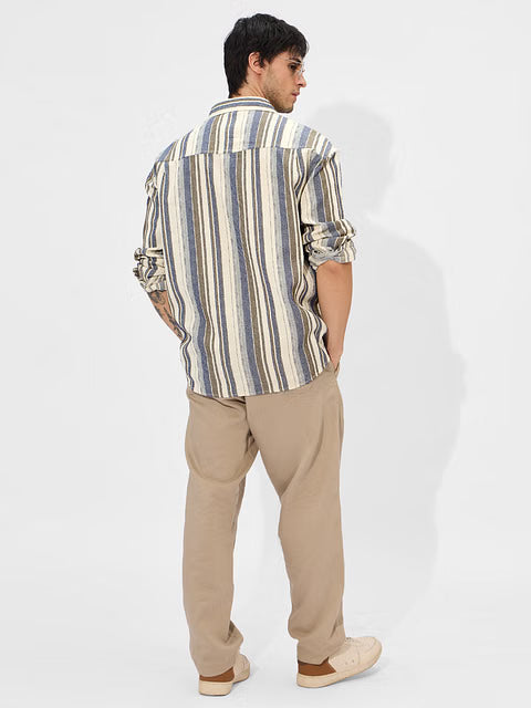 Stripes Blue Dune Men Textured Shirts