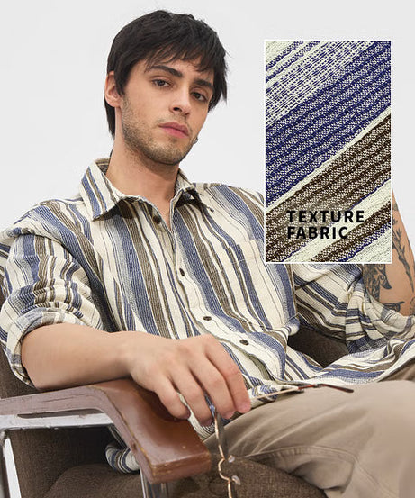 Stripes Blue Dune Men Textured Shirts