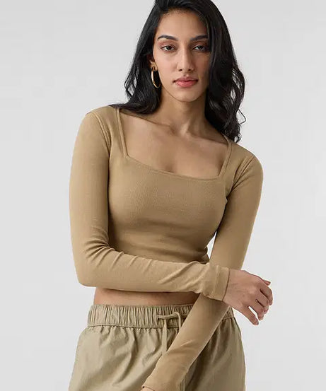 Ribbed Top Rich Black Women Cropped Tops